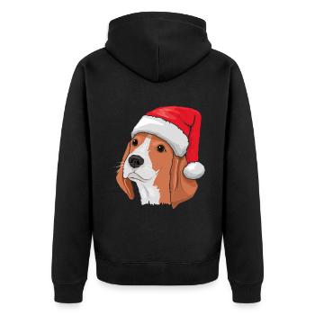 Décembre 2022 Chien Beagle Kawaii Noël mignon - Veste à capuche bio Premium Unisexe - noir - Dos - Nico (187cm)