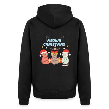 Santa Cat December Merry Meow Christmas - Unisex Premium Bio Zip Hoodie - Schwarz - Hinten - Nico (187cm)