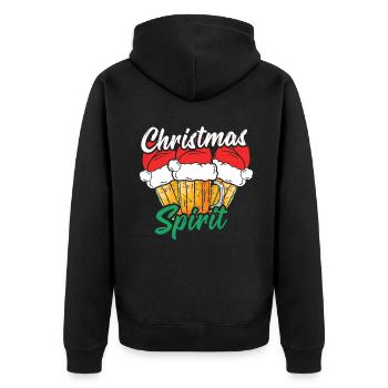 December Drink Beer Lover Spirit Ugly Christmas - Unisex Premium Bio Zip Hoodie - Schwarz - Hinten - Nico (187cm)