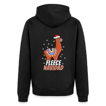 December Fleece Llama Feliz Navidad Christmas - Unisex Premium Bio Zip Hoodie - Schwarz - Hinten - Nico (187cm)