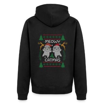Santa Meow Cute Cat December Ugly Christmas - Unisex Premium Bio Zip Hoodie - Schwarz - Hinten - Nico (187cm)