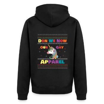 December Rainbow Unicorn Gay Pride LGBT Christmas - Unisex Premium Bio Zip Hoodie - Schwarz - Hinten - Nico (187cm)