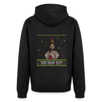 Ugly Christmas December Happy Birth Boy Jesus - Unisex Premium Organic Zip Hoodie - black - Back - Nico (187cm)