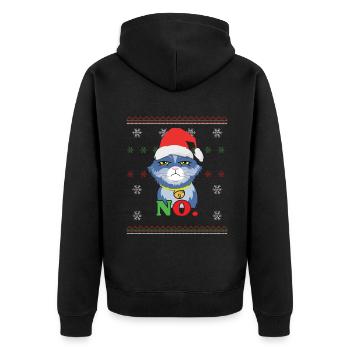 No December 2022 Cat Hates Christmas - Unisex Premium Bio Zip Hoodie - Schwarz - Hinten - Nico (187cm)