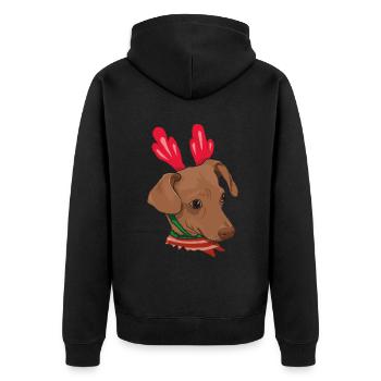 December 2022 Dog Chihuahua Kawaii Cute Christmas - Unisex Premium Bio Zip Hoodie - Schwarz - Hinten - Nico (187cm)