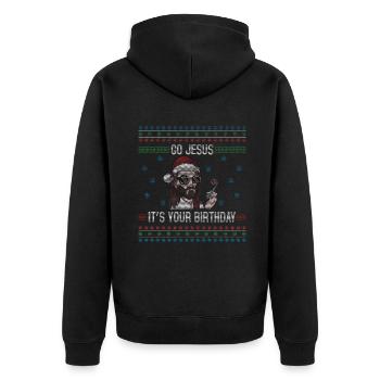 Décembre Happy Birth Go Jesus Ugly Christmas Day - Veste à capuche bio Premium Unisexe - noir - Dos - Nico (187cm)