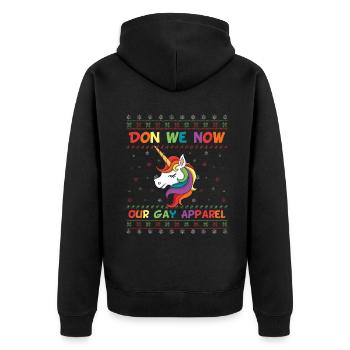 December Rainbow Gay Pride LGBT Christmas - Unisex Premium Bio Zip Hoodie - Schwarz - Hinten - Nico (187cm)