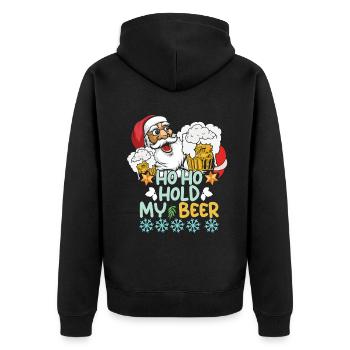 December Drink Beer Lover Santa Ugly Christmas - Unisex Premium Bio Zip Hoodie - Schwarz - Hinten - Nico (187cm)