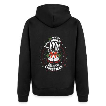 December You Jingle My Balls Funny Christmas - Unisex Premium Bio Zip Hoodie - Schwarz - Hinten - Nico (187cm)