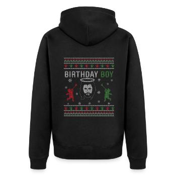 Stitch Happy Birth Boy Ugly Christmas Day Jesus - Unisex Premium Organic Zip Hoodie - black - Back - Nico (187cm)