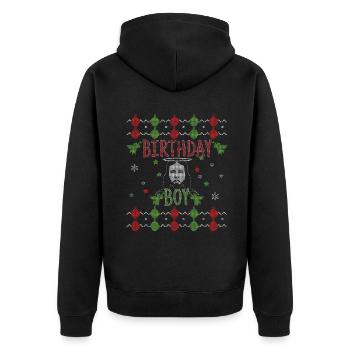 Stitch Pattern Birth Boy Ugly Christmas Day Jesus - Unisex Premium Organic Zip Hoodie - black - Back - Nico (187cm)