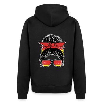 Messy Bun Fantastique femme allemande, née - Veste à capuche bio Premium Unisexe - noir - Dos - Nico (187cm)
