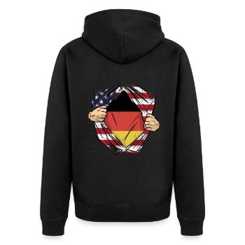American Growm with super German blood in me for - Unisex Premium Organic Zip Hoodie - black - Back - Nico (187cm)