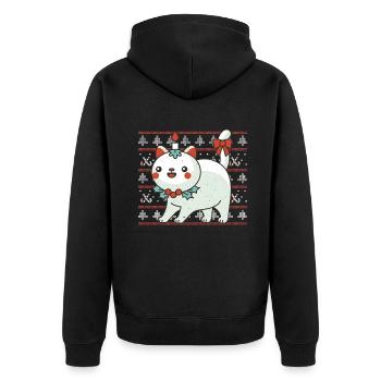Kawaii Cat Candle Décembre Vacances Moche Noël - Veste à capuche bio Premium Unisexe - noir - Dos - Nico (187cm)