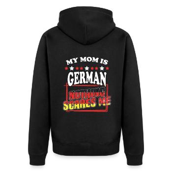 Lustige Deutschland Deutschland Mama Stolz für - Unisex Premium Bio Zip Hoodie - Schwarz - Hinten - Nico (187cm)