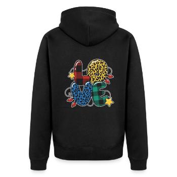 Plaid Pattern Leopard Pattern Love Christmas - Unisex Premium Bio Zip Hoodie - Schwarz - Hinten - Nico (187cm)