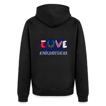 Love Christmas Second Grade Teacher Student - Unisex Premium Bio Zip Hoodie - Schwarz - Hinten - Nico (187cm)