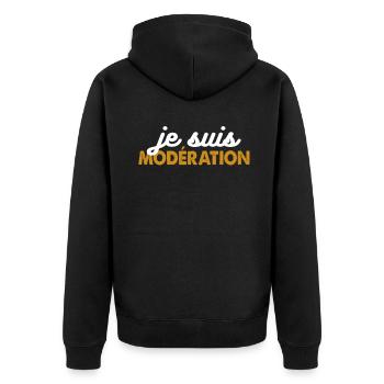 I Am Moderation Drink In Moderation Joke Beer - Unisex Premium Bio Zip Hoodie - Schwarz - Hinten - Nico (187cm)