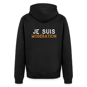 I Am Moderation Drink In Moderation Alcohol Beer - Unisex Premium Bio Zip Hoodie - Schwarz - Hinten - Nico (187cm)