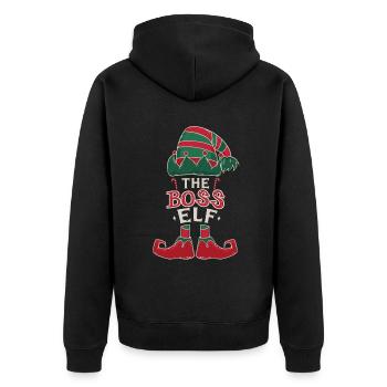 Elf Boss December Love Elf Christmas - Unisex Premium Organic Zip Hoodie - black - Back - Nico (187cm)