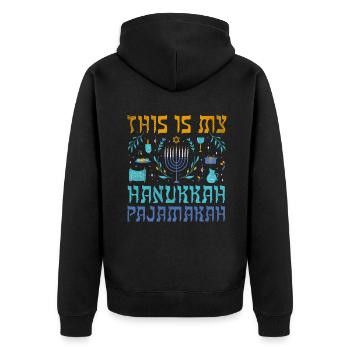Jewish Christmas Jew Is My Hanukkah Pattern - Unisex Premium Organic Zip Hoodie - black - Back - Nico (187cm)