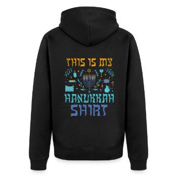 Jewish Christmas Jew This My Hanukkah Pattern - Unisex Premium Organic Zip Hoodie - black - Back - Nico (187cm)