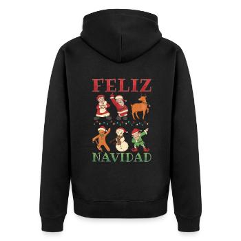 Merry December Spanish Greetings Christmas - Unisex Premium Organic Zip Hoodie - black - Back - Nico (187cm)