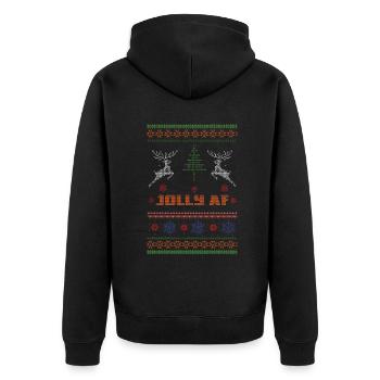 Rentiere Hässlicher Dezember Jolly As Ugly Weihnachten - Unisex Premium Bio Zip Hoodie - Schwarz - Hinten - Nico (187cm)