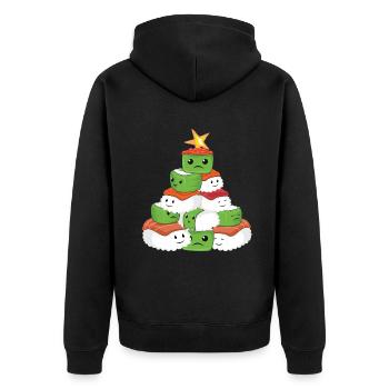 Kawaii Christmas Tree Sushi Décembre Noël - Veste à capuche bio Premium Unisexe - noir - Dos - Nico (187cm)