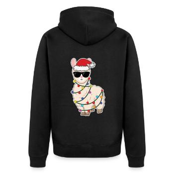 Lumières de Noël Lama Alpaga Décembre Noël - Veste à capuche bio Premium Unisexe - noir - Dos - Nico (187cm)