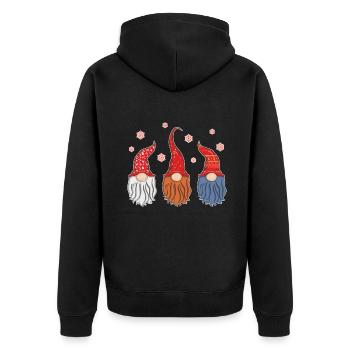 December Funny Gnomes Elf Love Christmas - Unisex Premium Organic Zip Hoodie - black - Back - Nico (187cm)