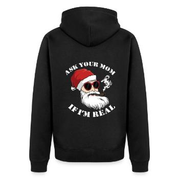 Dezember Weihnachtsmann Witz Lustige Weihnachten - Unisex Premium Bio Zip Hoodie - Schwarz - Hinten - Nico (187cm)
