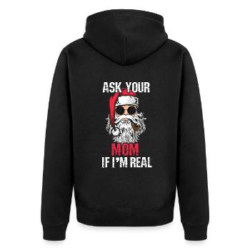 Fragen Sie Ihre Mutter Dezember Weihnachtsmann Witz Lustige Weihnachten - Unisex Premium Bio Zip Hoodie - Schwarz - Hinten - Nico (187cm)