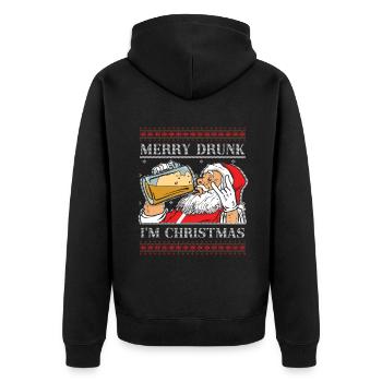 Hässlicher Dezember Betrunkener Bierliebhaber Hässliche Weihnachten - Unisex Premium Bio Zip Hoodie - Schwarz - Hinten - Nico (187cm)