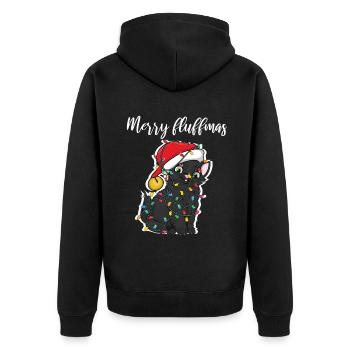 Santa Cat December Meow Christmas Lights - Unisex Premium Organic Zip Hoodie - black - Back - Nico (187cm)