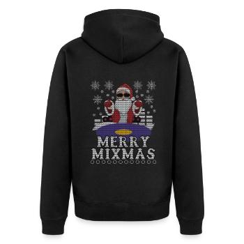 Ugly December Techno Rave Mix Santa Ugly Christmas - Unisex Premium Organic Zip Hoodie - black - Back - Nico (187cm)