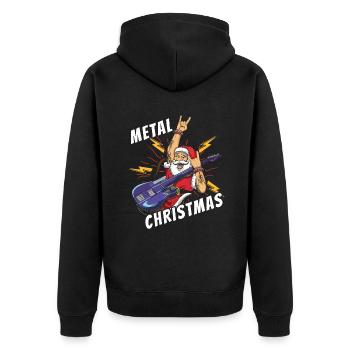 Dezember Santa Rocker Love Metal Weihnachten - Unisex Premium Bio Zip Hoodie - Schwarz - Hinten - Nico (187cm)