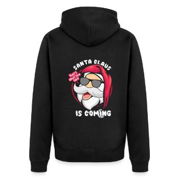 Dezember Santa Is Coming Witz Lustige Weihnachten - Unisex Premium Bio Zip Hoodie - Schwarz - Hinten - Nico (187cm)