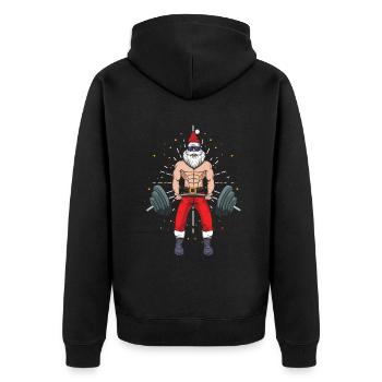 Body Build Santa Muscle Haltérophilie Noël - Veste à capuche bio Premium Unisexe - noir - Dos - Nico (187cm)