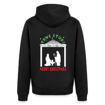 Geschichte True Christmas Dezember Happy Birth Jesus - Unisex Premium Bio Zip Hoodie - Schwarz - Hinten - Nico (187cm)