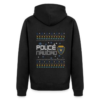 Hässlicher Dezember Polizei Navidad Hässliche Weihnachten - Unisex Premium Bio Zip Hoodie - Schwarz - Hinten - Nico (187cm)