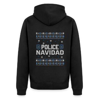 Lustige hässliche Dezember Polizei Navidad Hässliche Weihnachten - Unisex Premium Bio Zip Hoodie - Schwarz - Hinten - Nico (187cm)