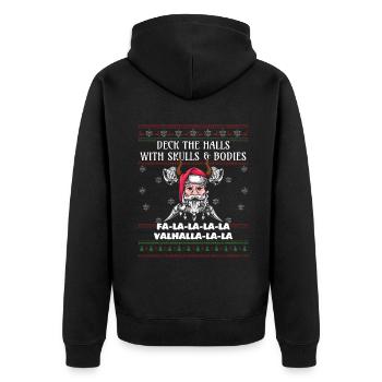 Hässlicher Dezember Santa Viking Nordisch Hässliche Weihnachten - Unisex Premium Bio Zip Hoodie - Schwarz - Hinten - Nico (187cm)