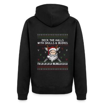 Hässliche Dezember Wikinger Santa Norse Hässliche Weihnachten - Unisex Premium Bio Zip Hoodie - Schwarz - Hinten - Nico (187cm)