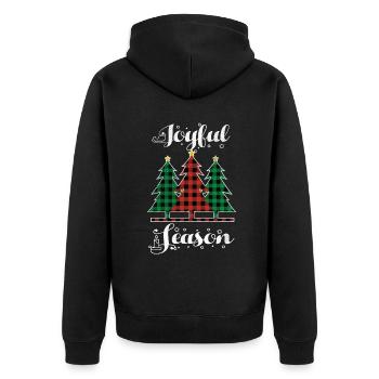 Christmas Elements Joyful Season Plaid Christmas - Unisex Premium Organic Zip Hoodie - black - Back - Nico (187cm)