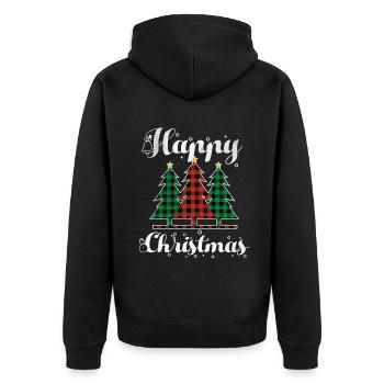Christmas Elements Happy December Plaid Christmas - Unisex Premium Organic Zip Hoodie - black - Back - Nico (187cm)