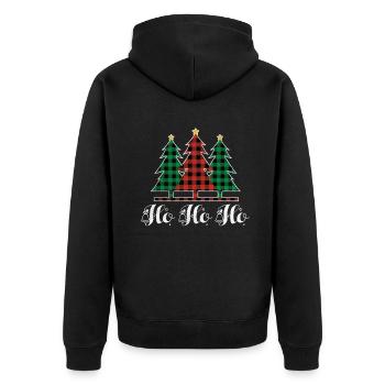Christmas December Plaid Laugh Ho Ho Christmas - Unisex Premium Organic Zip Hoodie - black - Back - Nico (187cm)
