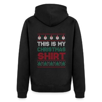 Santa Ugly Dezember Feiertag Hässlich Das mein Weihnachten - Unisex Premium Bio Zip Hoodie - Schwarz - Hinten - Nico (187cm)