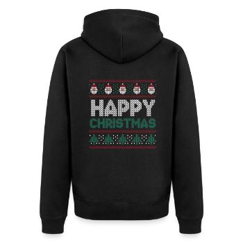Père Noël Joyeuses Fêtes de Décembre Noël moche - Veste à capuche bio Premium Unisexe - noir - Dos - Nico (187cm)