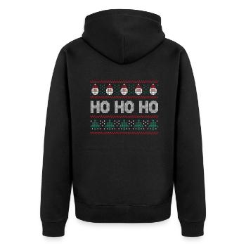 Santa Ugly Dezember Hässliches Lachen Ho Ho Weihnachten - Unisex Premium Bio Zip Hoodie - Schwarz - Hinten - Nico (187cm)